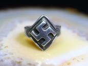 Atq Navajo 卍 Applique Rambus Shape Cigar Band Ring  c.1925～