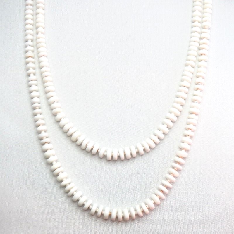 OLDPAWN White Shell Beads 2 Strand Heishi Necklace 1 c.1970～