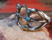 Vintage Navajo Cast Silver Cuff Bracelet w/Turquoise c.1950～