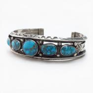 Antique Navajo High Grade Godber Turquoise Row Cuff c.1940～