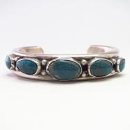 【Mark Chee】 Vtg Hi-Grade Lone Mt. Turquoise Row Cuff c.1950～