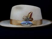 Atq Navajo Stamped Ingot Silver Pin w/Gem Turquoise c.1930～