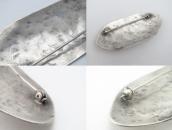 Atq Navajo Stamped Ingot Silver Pin w/Gem Turquoise c.1930～