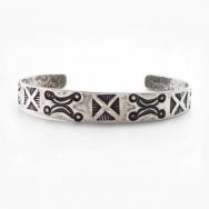 【Ganscraft】Antique Crosses Stamped Ingot Silver Cuff c.1930～