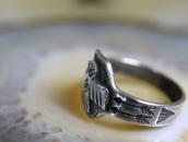 Atq Navajo 卍 Stamped T-bird Applique Cigar Band Ring  c.1930