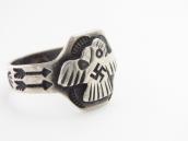 Atq Navajo 卍 Stamped T-bird Applique Cigar Band Ring  c.1930