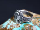 Atq Navajo 卍 Stamped T-bird Applique Cigar Band Ring  c.1930