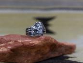 Atq Navajo 卍 Stamped T-bird Applique Cigar Band Ring  c.1930