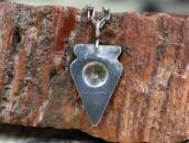 Atq Navajo Stamped Arrowhead Shape Small Top Necklace c.1930