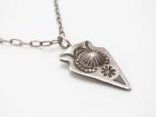 Atq Navajo Stamped Arrowhead Shape Small Top Necklace c.1930