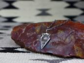Atq Navajo Stamped Arrowhead Shape Small Top Necklace c.1930
