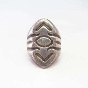 Atq Navajo Stamped & Filed Silver Small Seal Ring  c.1940～