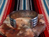 Atq Navajo Ribbed Ingot Silver Wide Cuff Bracelet  c.1920～