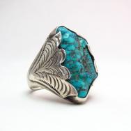 Vintage Spanish Colonial Style Silver Ring w/Lone Mt. TQ