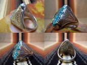 Vintage Spanish Colonial Style Silver Ring w/Lone Mt. TQ
