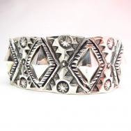 Ernie Lister Diamond Repoused Coin Silver Cuff Bracelet