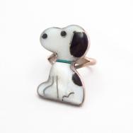 Vintage Zuni 【Snoopy】 Channel Inlay Silver Ring  c.1970