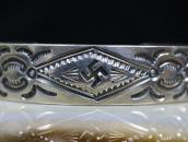 Antique Navajo 『ON BOOK』 卍&Arrows Stamped Silver Cuff c.1930