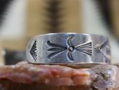 Antique Navajo 『ON BOOK』 卍&Arrows Stamped Silver Cuff c.1930