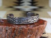 Antique Navajo 『ON BOOK』 卍&Arrows Stamped Silver Cuff c.1930