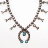 Vtg Navajo Heavy Naja Necklace w/NevadaBlue Turquoise c.1950