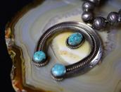 Vtg Navajo Heavy Naja Necklace w/NevadaBlue Turquoise c.1950