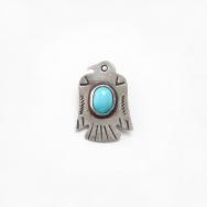 Atq Navajo Small T-bird Silver Pin w/Turquoise  c.1935～