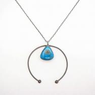 Old Navajo Narrow Wire Naja w/Turquoise Top Necklace c.1970～