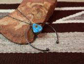 Old Navajo Narrow Wire Naja w/Turquoise Top Necklace c.1970～