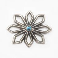 Atq Navajo Casted Valero Star Pin w/Gem Turquoise c.1945～