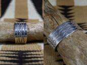 【NAVAJO GUILD】Netting Stamped Heavy IngotSilver Cuff c.1945～