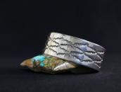 【NAVAJO GUILD】Netting Stamped Heavy IngotSilver Cuff c.1945～