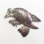 Antique Navajo Raven/Crow Shaped Silver Pin w/TQ  c.1930～