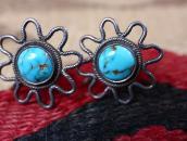 Vtg Navajo Crimped Wire Earrings w/Burnham Turquoise c.1945～