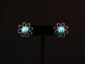Vtg Navajo Crimped Wire Earrings w/Burnham Turquoise c.1945～