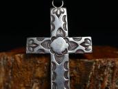 Antique Navajo Stamped Silver Cross Top Necklace c.1940