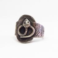 Antique Snake Applique Ingot Silver Tourist Ring  c.1930～