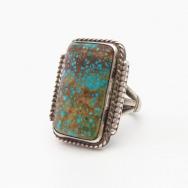 Atq Navajo Rectangular #8 Turquoise Split Shank Ring c.1945～