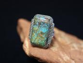 Atq Navajo Rectangular #8 Turquoise Split Shank Ring c.1945～