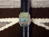 Atq Navajo Rectangular #8 Turquoise Split Shank Ring c.1945～
