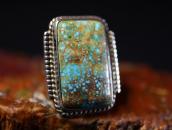 Atq Navajo Rectangular #8 Turquoise Split Shank Ring c.1945～
