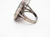 Atq Navajo Rectangular #8 Turquoise Split Shank Ring c.1945～