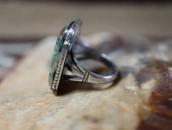 Atq Navajo Rectangular #8 Turquoise Split Shank Ring c.1945～