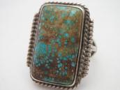 Atq Navajo Rectangular #8 Turquoise Split Shank Ring c.1945～
