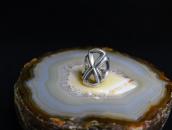 Vintage Navajo Sand Casted Cross Face Ring in Silver  c.1950