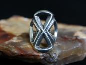 Vintage Navajo Sand Casted Cross Face Ring in Silver  c.1950