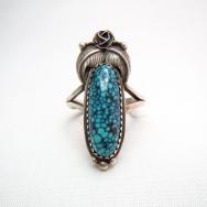 Vintage Silver Ring w/HighGrade SpiderWeb Kingman TQ c.1970～