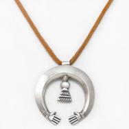 Vtg Navajo Chiseled & Stamped Silver Naja Necklace c.1950～