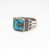 Vtg Navajo Split Shank Ring w/Sq. Persian Turquoise  c.1940～