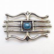 Vtg Navajo Cast Buckle w/Gem Grade Lone Mt. Turquoise c.1950
